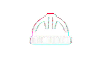 Icon hard hat is distorted. Glitch. Noise, chromatic aberration, geometric distortion