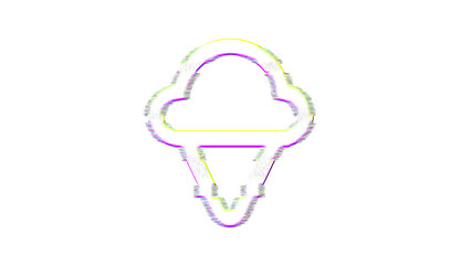 Icon ice cream is distorted. Glitch. Noise, chromatic aberration, geometric distortion