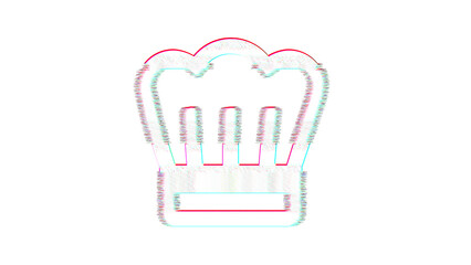 Icon hat chef is distorted. Glitch. Noise, chromatic aberration, geometric distortion