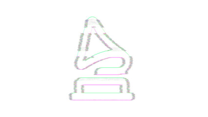 Icon gramophone is distorted. Glitch. Noise, chromatic aberration, geometric distortion