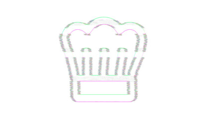 Icon hat chef is distorted. Glitch. Noise, chromatic aberration, geometric distortion