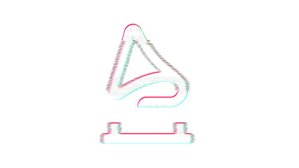 Icon gramophone is distorted. Glitch. Noise, chromatic aberration, geometric distortion