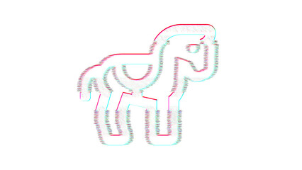 Icon horse saddle is distorted. Glitch. Noise, chromatic aberration, geometric distortion