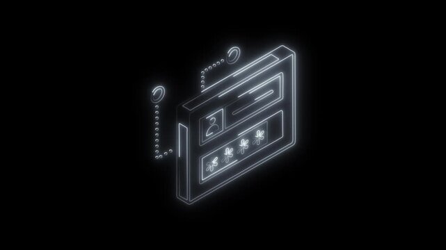 Glowing neon private network icon 4k  isolated on black background. HD Video motion graphic animation