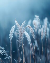 Fototapeta premium Frosty Grass in Winter Morning Light