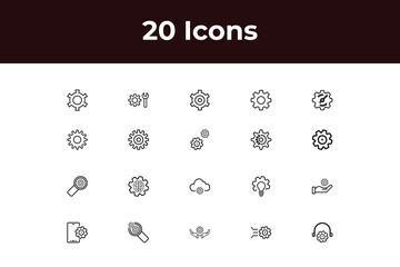 Setting and Setup line icon set. Set of outline icons related to setting, setup, option, installation, control and others vactor design.