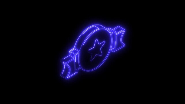 Glowing neon quality icon 4k,  isolated on black background. HD Video motion graphic animation