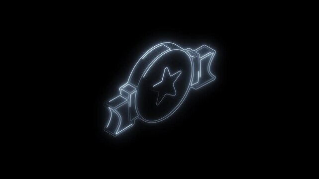 Glowing neon quality icon 4k,  isolated on black background. HD Video motion graphic animation