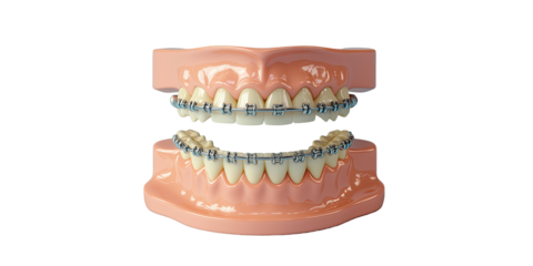 Model of teeth with braces