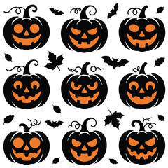 pumpkin, halloween pumpkin vector silhouettes