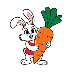 rabbit with carrot vector illustration cartoon character
