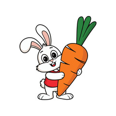 rabbit with carrot vector illustration