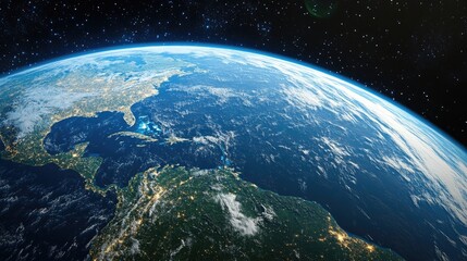 Obraz premium A stunning view of Earth from space, showcasing the continents and oceans.