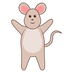 Cute Mouse Illustration in Cartoon Design. Vector Character