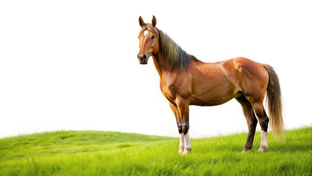 Vintage Criollo Horse Meadow Photography: Majestic Stallion in Green Pasture