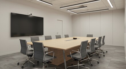 Modern Conference Room Design 3D Render of a Sleek and Functional Meeting Space