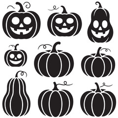 pumpkin, halloween pumpkin vector silhouettes