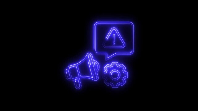 Glowing neon response icon 4k  isolated on black background. HD Video motion graphic animation