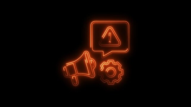 Glowing neon response icon 4k  isolated on black background. HD Video motion graphic animation