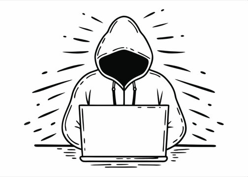 Hacker in Hoodie Vector Illustration – Cybercrime and Data Security Concept