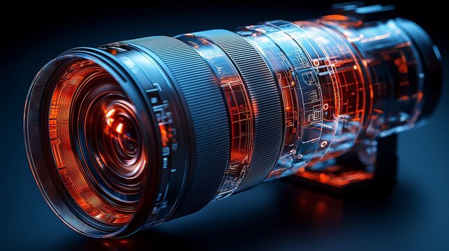 Cross section of a camera lensa layers,generative ai illustration