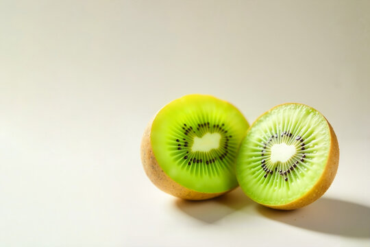 Macro Shot of Cut Kiwi with Juicy Flesh and Tiny Seeds