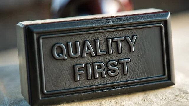 Quality Control Sign Black Plaque Message on Text Standards and Expectations for Quality Assurance