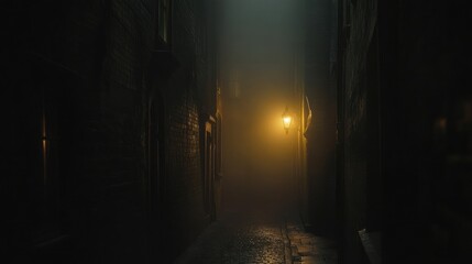 Mysterious Foggy Alleyway at Night