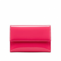 A vibrant pink patent leather wallet with a glossy finish shown here isolated on white background