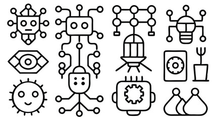 Collection of Cute Hand Drawn Technology Icons