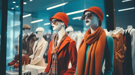 Fototapeta premium Fashionable Mannequins in a Store Window