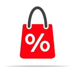 Shopping bag discount sale icon transparent vector isolated