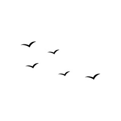 Flying birds silhouette flock. Vector illustration 