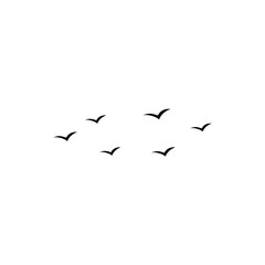 Flying birds silhouette flock. Vector illustration 