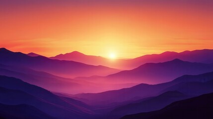 Fototapeta premium Majestic sunrise over a mountain range.