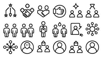 Collection of Hand Drawn Business People Icons and Teamwork Symbols