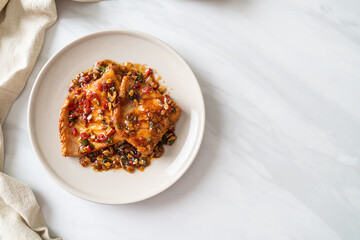 Fried Snapper Belly with Spicy Garlic Soy Sauce