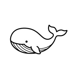 Adorable Black and White Whale Illustration Cute Cartoon Vector Graphic