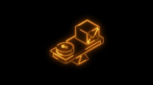 Glowing neon stability icon 4k  isolated on black background. HD Video motion graphic animation