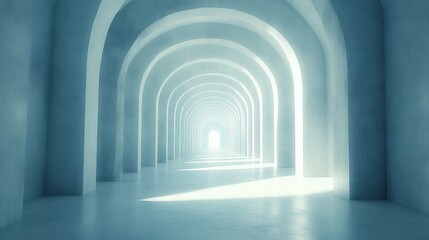 Fototapeta premium Series of arches creates long light filled passage way