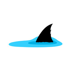 Predatory shark fin underwater with waves