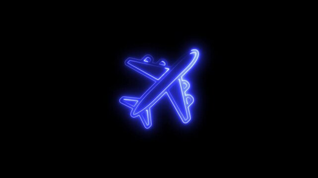 "Neon Airplane Mode Icon &ndash; Glowing Flight Symbol in Futuristic Style"