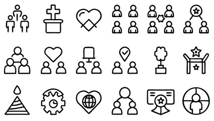 Fototapeta premium Collection of Hand Drawn Line Icons for Teamwork, Community, and Leadership
