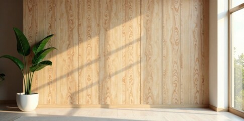 Creamy OSB wood panel wall feature, soft focus , creamy, wood panel, soft focus