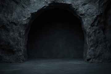 Obraz premium Dark cave entrance, mysterious and ominous. Empty space, ideal for product display or backdrop