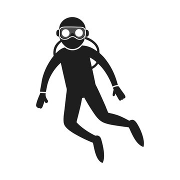 black scuba diver floating underwater clip art preview