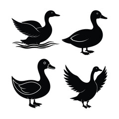 Minimal Duck Silhouette Vector Design Elements
