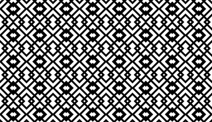 Seamless geometric pattern creating optical illusion with black lines forming diamonds and squares