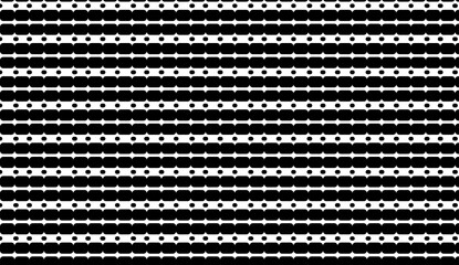 Seamless geometric monochrome halftone pattern creating an optical illusion of horizontal lines and dots