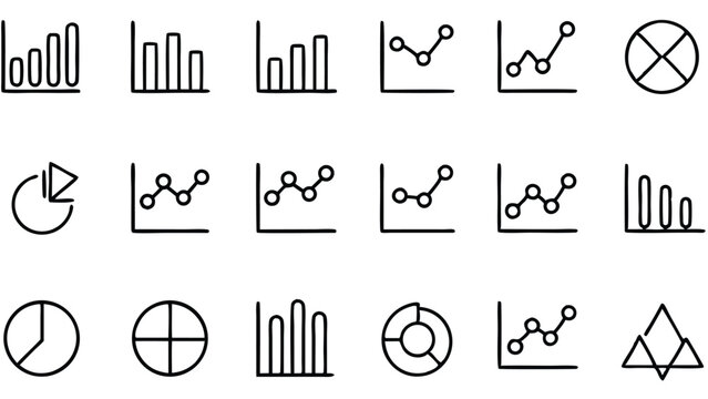 Hand Drawn Chart Icons Set for Business Data Analysis